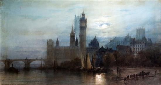 Paul Marny (1824-1914) Westminster by Moonlight 21.25 x 39.5in.